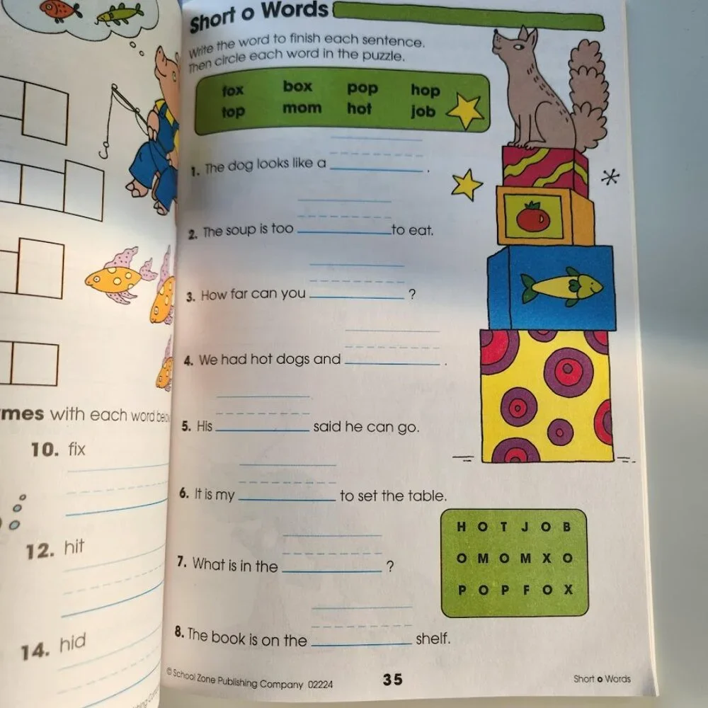 NEW School Zone Spelling Puzzles 1-2 Activity Workbook Book 64 Pages 1st Grade 2